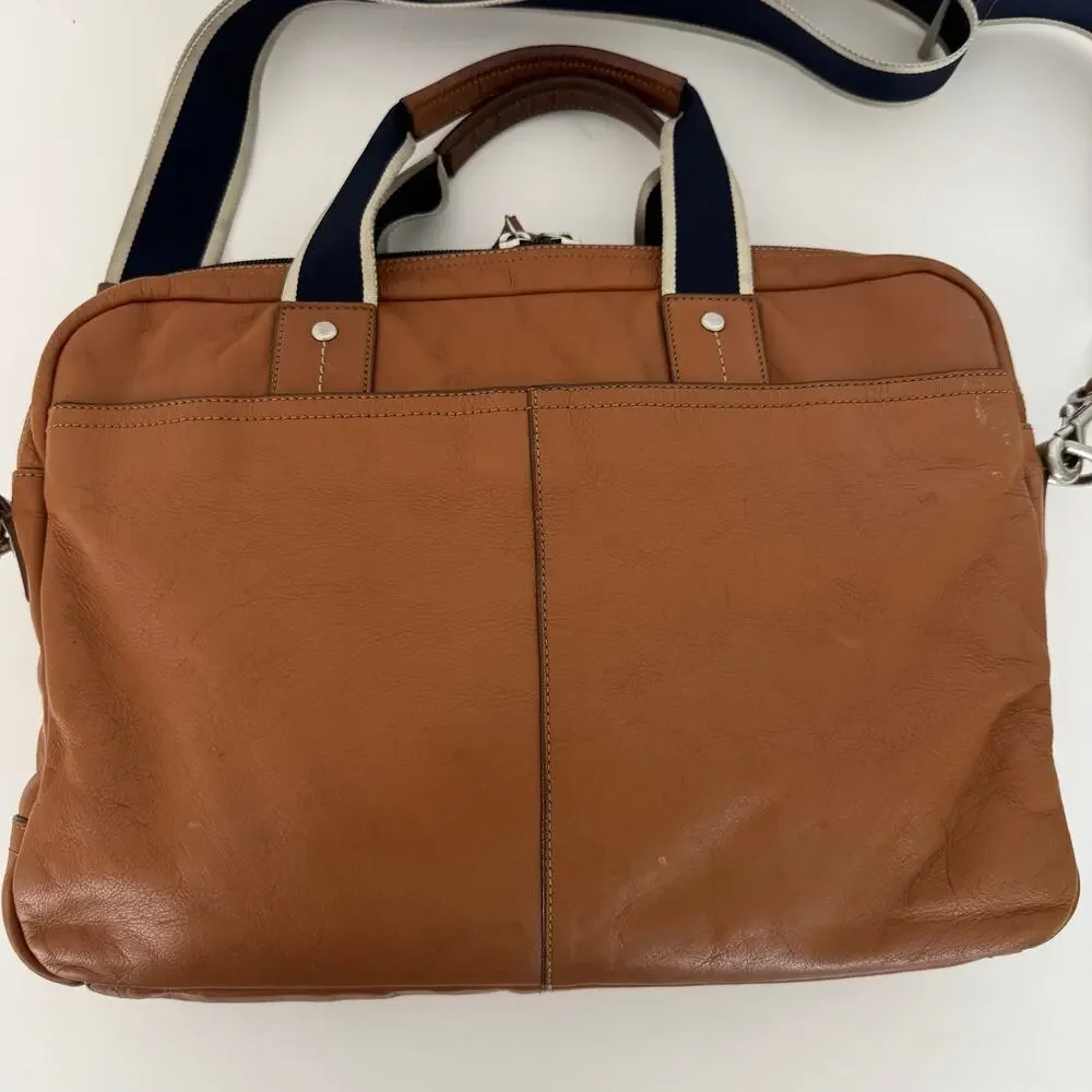 Coach Heritage Leather Briefcase Laptop Business Bag Brown Canvas Handle F70812